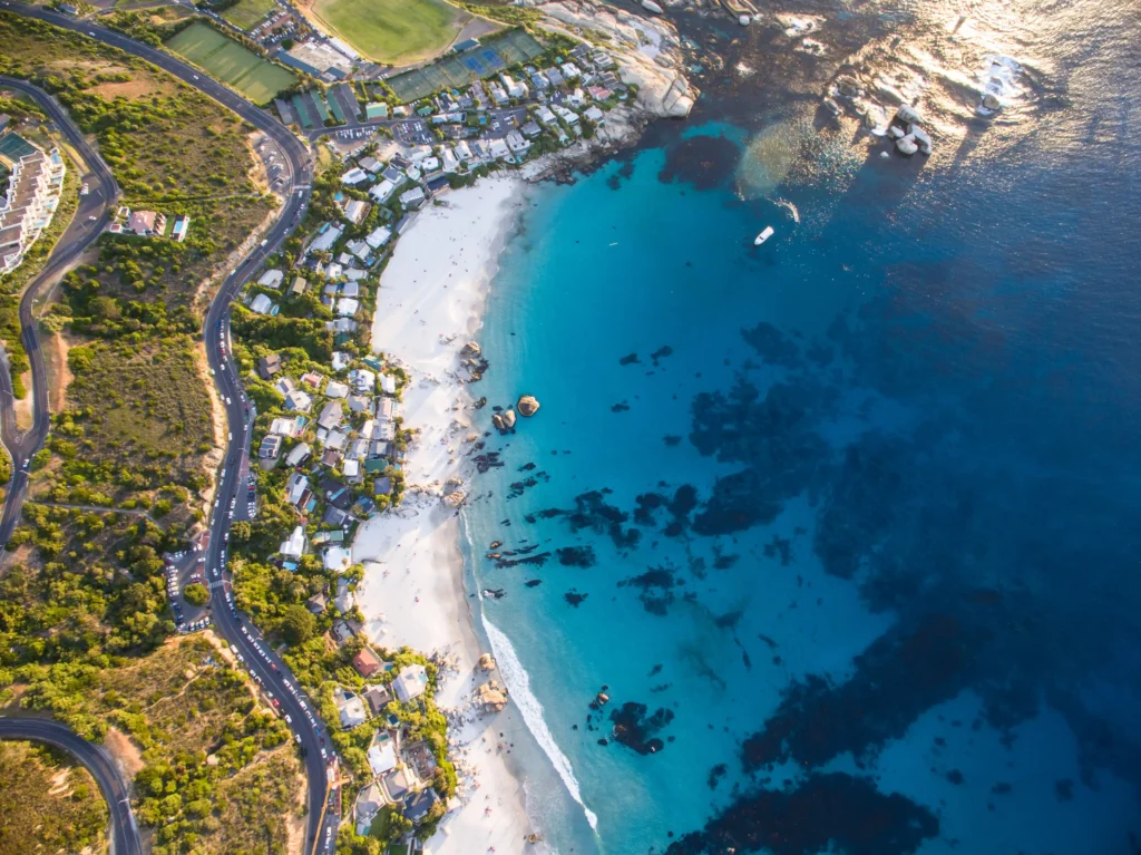 Aerial view of Clifton Beach in Cape Town