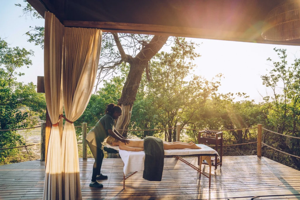 Relaxing with a outdoor massage on Safari