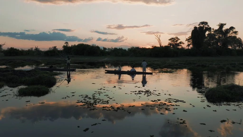 A mokoro ride at sunset