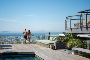 Couple on the terrace at Atzaró Cape Town.